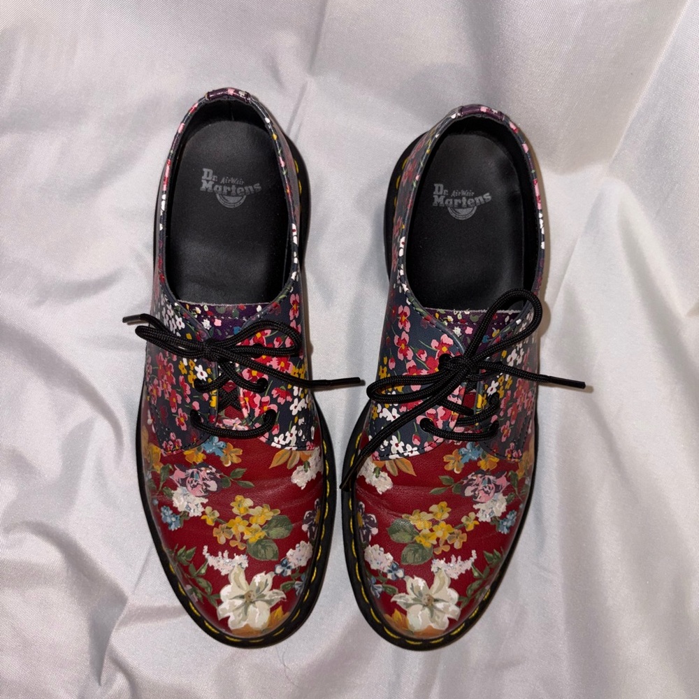 Dr Martens Red Floral Clash Oxford 1461